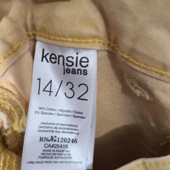 Kensie Jeans Yellow The Savannah High Rise Flare Crop 14/32 Casual Denim‎ - Picture 3 of 7